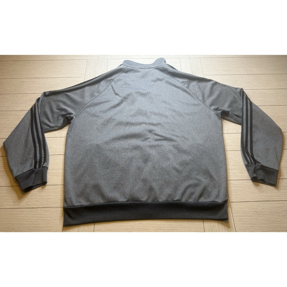 Adidas Mens Long Sleeve Stripe Full Zip Track Jacket Heather Gray/black Sz XL - Picture 6 of 6